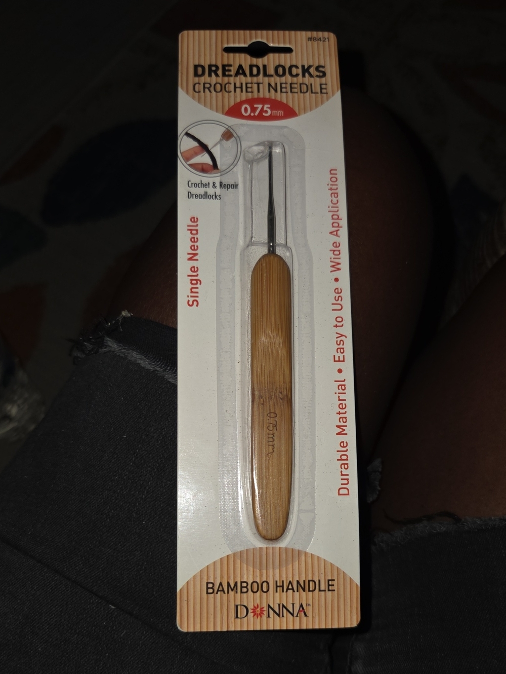 0.75mm Bamboo Handle Dreadlocks Crochet Needle - Natural